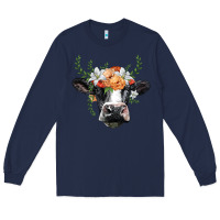 Navy holstein cow head Long Sleeve Tee - BarkalooDesign