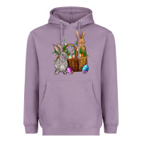 Lavender Bunnys carrots eggs with basket easter Heavyweight Hoodie - OliviaCreatesArt