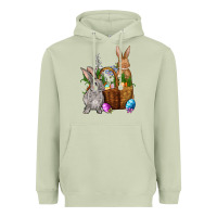 Matcha Bunnys carrots eggs with basket easter Heavyweight Hoodie - OliviaCreatesArt