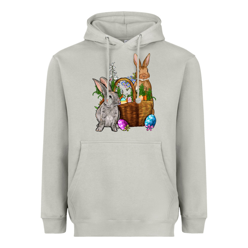 Bunnys Carrots Eggs With Basket Easter Heavyweight Hoodie by OliviaCreatesArt | Teevron