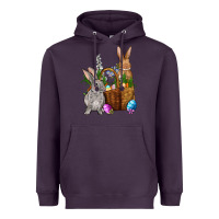 Plum Bunnys carrots eggs with basket easter Heavyweight Hoodie - OliviaCreatesArt