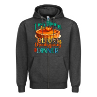 Charcoal Heather i was thinner before thanksgiving dinner Zipper Hoodie - CowGirlArtShop