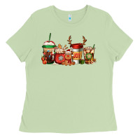 Matcha Reindeer Christmas Coffee Cups Ladies Tee - Jasminsmagicworld