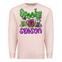 Pale Pink Spooky Season Coffee Cups Premium Sweatshirt - FaDigitalArtStudio