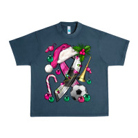 Midnight Navy Pink Christmas Breast Cancer Ribbon Soccer Urban Heavy Tee - BundleAndBundleShop