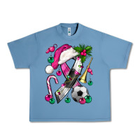 Pebble Blue Pink Christmas Breast Cancer Ribbon Soccer Urban Heavy Tee - BundleAndBundleShop