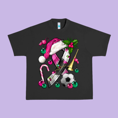 Pink Christmas Breast Cancer Ribbon Soccer Urban Heavy Tee Designed By Bundleandbundleshop