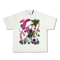 Pistachio Pink Christmas Breast Cancer Ribbon Soccer Urban Heavy Tee - BundleAndBundleShop