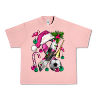 Salmon Pink Christmas Breast Cancer Ribbon Soccer Urban Heavy Tee - BundleAndBundleShop
