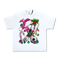 White Pink Christmas Breast Cancer Ribbon Soccer Urban Heavy Tee - BundleAndBundleShop