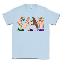 Dusty Blue Peace Love Pride Classic Tee - BundleAndBundleShop