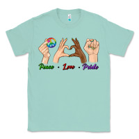 Seafoam Peace Love Pride Classic Tee - BundleAndBundleShop