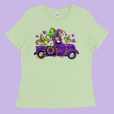 Mardi Gras Truck Ladies Tee Designed By Jasminsmagicworld