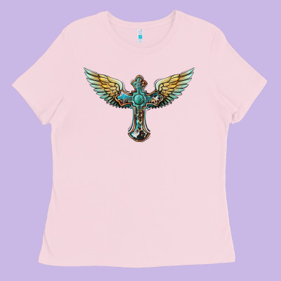 Western Cross Wings Ladies Tee Designed By Barkaloodesign