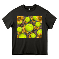 Asphalt tennis ball with sunflower and racket Heavy Core Tee - BarkalooDesign