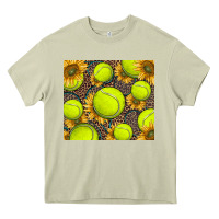 Mossy tennis ball with sunflower and racket Heavy Core Tee - BarkalooDesign
