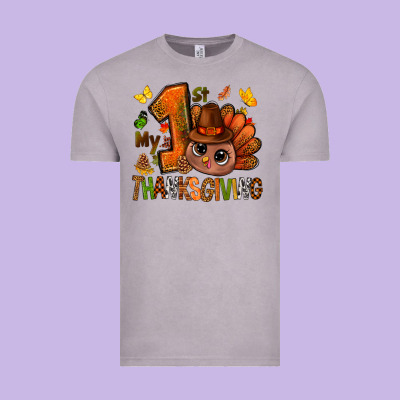 My First Thanksgiving With Turkey Bbs Vintage Tee Designed By Bundleandbundleshop