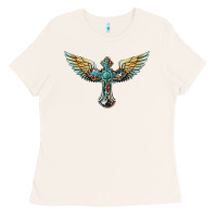 Bone western cross wings Ladies Tee - BarkalooDesign
