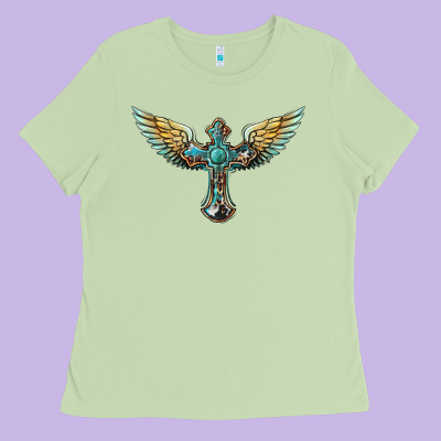 Western Cross Wings Ladies Tee Designed By Barkaloodesign