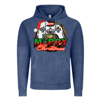 Vintage Denim Gamer Merry Christmas Vintage Hoodie - NancyCooperArtShop