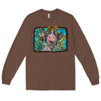 Chestnut baby pig with leopard background Long Sleeve Tee - BarkalooDesign