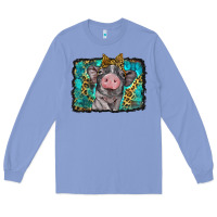 Colony Blue baby pig with leopard background Long Sleeve Tee - BarkalooDesign