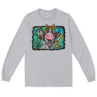 Moon Dust baby pig with leopard background Long Sleeve Tee - BarkalooDesign