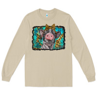 Baby Pig With Leopard Background Long Sleeve Tee | Teevron