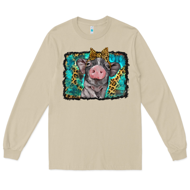 Baby Pig With Leopard Background Long Sleeve Tee by BarkalooDesign | Teevron