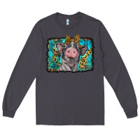 Smoke baby pig with leopard background Long Sleeve Tee - BarkalooDesign