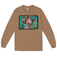 Toasted Coconut baby pig with leopard background Long Sleeve Tee - BarkalooDesign