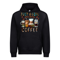 Black Just A Girl Who Loves Coffee Urban Hoodie - CowhideDigitalArt