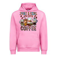 Fuchsia Pink Just A Girl Who Loves Coffee Urban Hoodie - CowhideDigitalArt