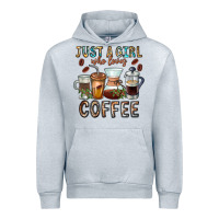 Heather Grey Just A Girl Who Loves Coffee Urban Hoodie - CowhideDigitalArt