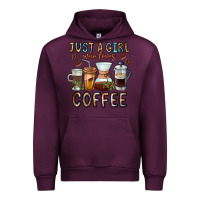 Mauve Wine Just A Girl Who Loves Coffee Urban Hoodie - CowhideDigitalArt