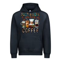 Navy Just A Girl Who Loves Coffee Urban Hoodie - CowhideDigitalArt