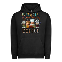 Pigment Black Just A Girl Who Loves Coffee Urban Hoodie - CowhideDigitalArt