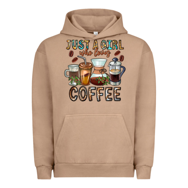 Just A Girl Who Loves Coffee Urban Hoodie by CowhideDigitalArt | Teevron