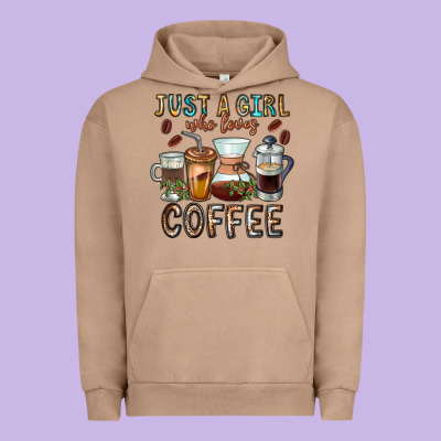 Just A Girl Who Loves Coffee Urban Hoodie Designed By Cowhidedigitalart