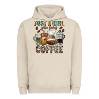 Pigment French Oak Just A Girl Who Loves Coffee Urban Hoodie - CowhideDigitalArt