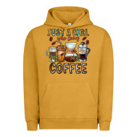 Pigment Peanut Butter Just A Girl Who Loves Coffee Urban Hoodie - CowhideDigitalArt