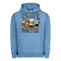 Pigment Pebble Blue Just A Girl Who Loves Coffee Urban Hoodie - CowhideDigitalArt