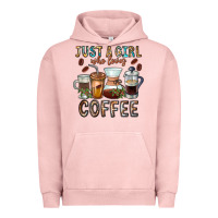 Pigment Salmon Just A Girl Who Loves Coffee Urban Hoodie - CowhideDigitalArt