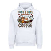 White Just A Girl Who Loves Coffee Urban Hoodie - CowhideDigitalArt