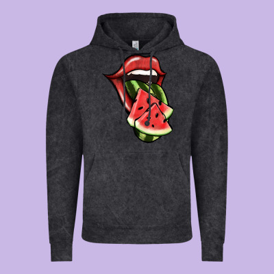 Watermelon Tongue Vintage Hoodie Designed By Jasminsmagicworld