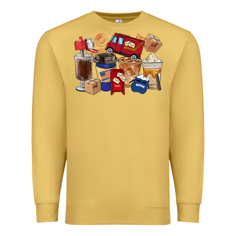 Postal Worker Coffee Cups Premium Sweatshirt by FaDigitalArtStudio | Teevron
