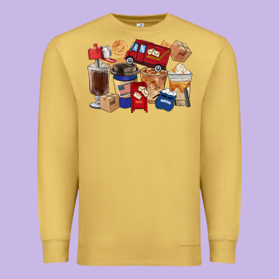 Postal Worker Coffee Cups Premium Sweatshirt Designed By Fadigitalartstudio
