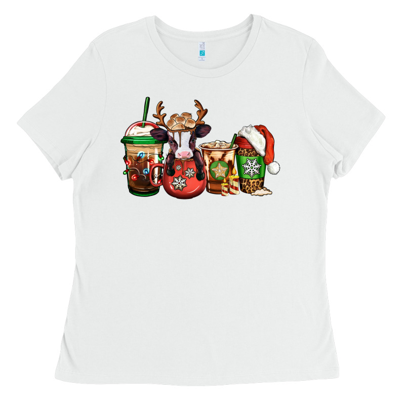 Christmas Baby Calf Coffee Cups Ladies Tee by Jasminsmagicworld | Teevron