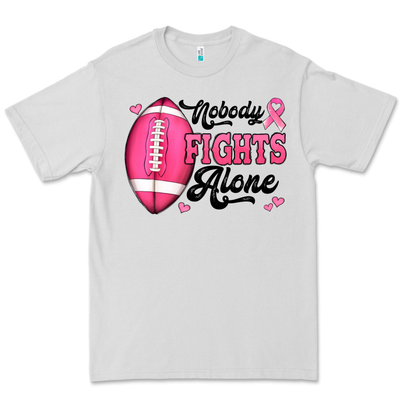 Nobody Fights Alone Pink Football Breast Cancer Awareness Premium Tee by Jasminsmagicworld | Teevron