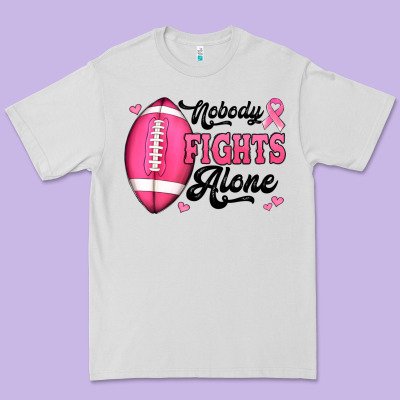 Nobody Fights Alone Pink Football Breast Cancer Awareness Premium Tee Designed By Jasminsmagicworld